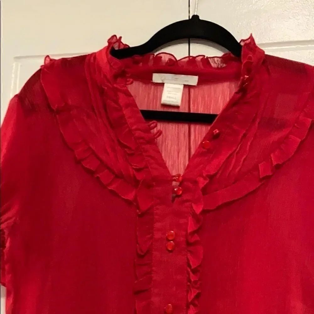 Charlotte Russe ruffled shorty sleeve blouse small - Picture 2 of 11